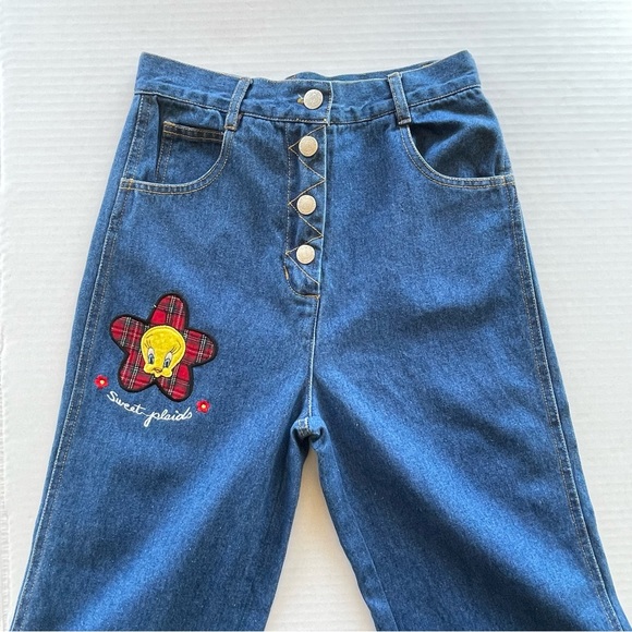 Vintage Looney Tunes High Rise Flared Girl Jeans Size 10 Tweedy Bird - Picture 11 of 16